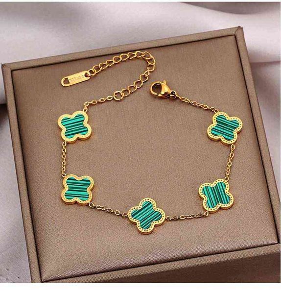 

fashion designer gold women five-flower bracelet titanium v steel 14k multicolor cleef bracelets arpels gift226c, Black
