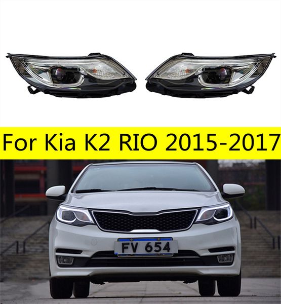 Фара для Kia K2 20 15-20 17 RIO, фары для автомобилей, DRL, указатель поворота, дальний + ближний свет, линзы, ходовые огни, передняя лампа