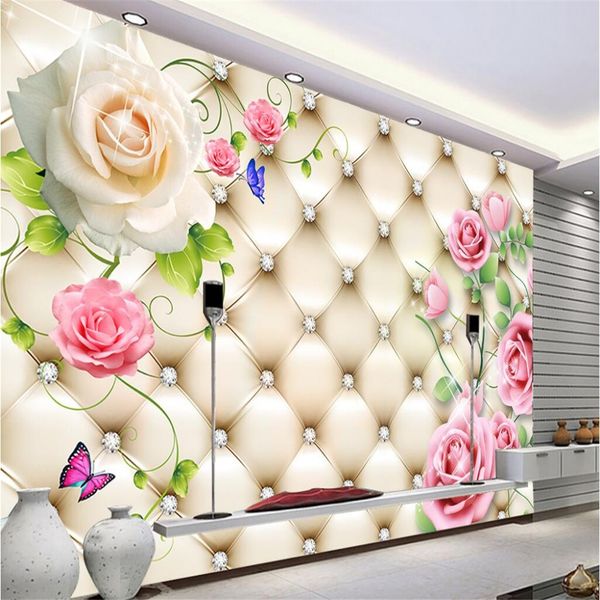 3d benutzerdefinierte große wandbilder tapete weiche tasche rose room schlafen schlafzimmer wallpaper für wände papel de parede