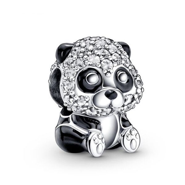 

fits pandora bracelets 20pcs black enamel panda silver charm bead fit pandora charms bracelet beads for 925 sterling silver jewelry making