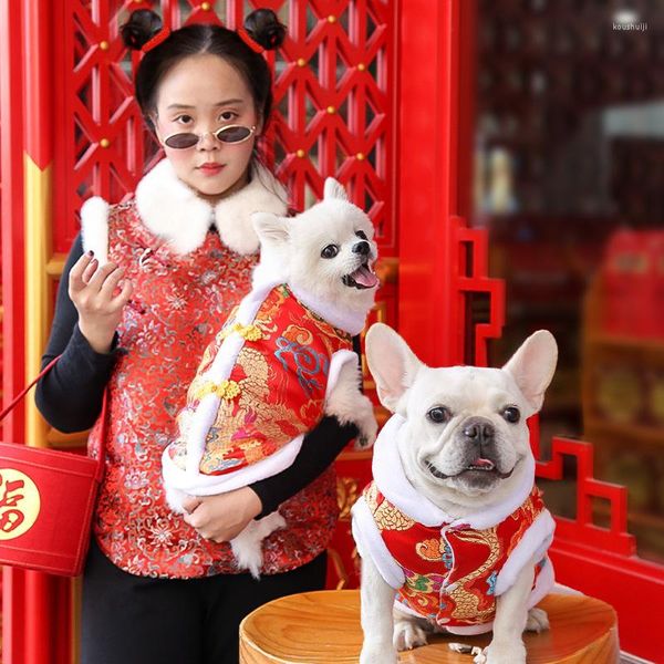 Abbigliamento per cani Costume anno cinese per grandi vestiti autunnali Abito invernale per animali domestici Cheongsam Giacca calda Cani Abbigliamento piccolo Cane