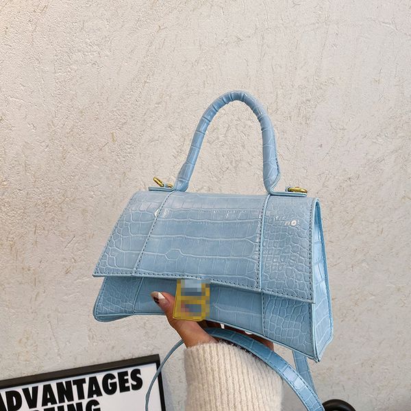 

2022 new bags womens korean-style fashion trending hourglass bag textured crocodile leather messenger bag classic style handbag