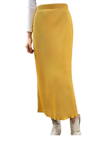 

dazy rib knit lettuce trim skirt n96q#, Black