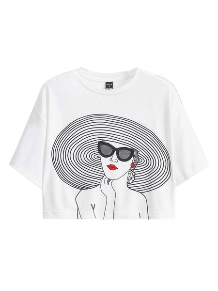 

x helma speksnijder figure graphic drop shoulder tee a4du#, White