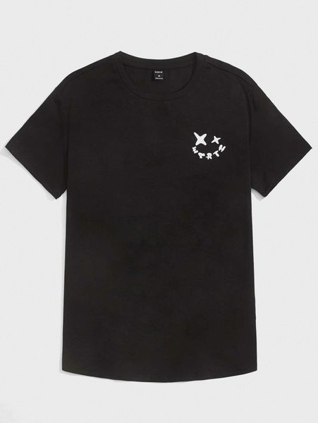 

men letter graphic curved hem tee a4vt#, White;black