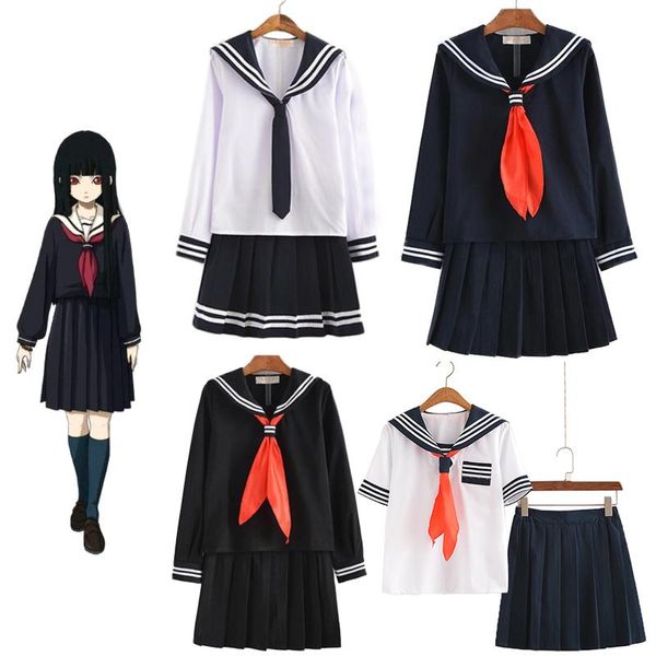 Одежда устанавливает аниме косплей костюмы S-3XL Jigoku Shoujo Enma ai Summer Sailor Suit Form Ученики Студенты Скальки Свитер