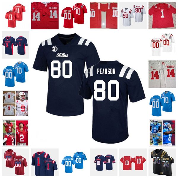 

custom ole miss rebels football jersey 14 dk metcalf 10 eli manning jerseys 10 chad kelly 80 wesley walls 5 ken webster 79 javon patterson 3, Black