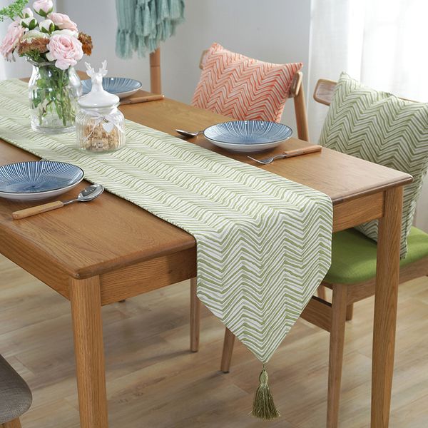 Modern Table Runner Green Weaves Tavolo ricamato con corridori da tavolo con coperchio da tavolo nappa Home El Wedding Party Decor Tovaglia