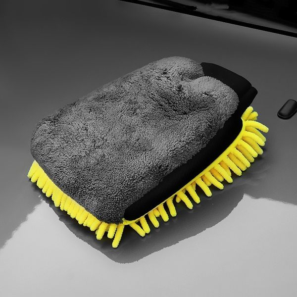 

waterproof car wash towel microfiber chenille gloves thick car cleaning mitt wax detailing brush auto care double-faced glove