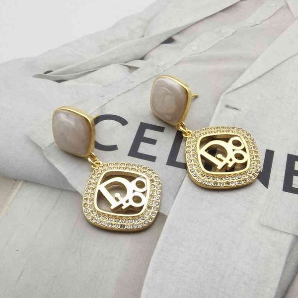 

2022 factory wholesale new di home high-end tassel simple full diamond light luxury earrings female k0kp, Golden