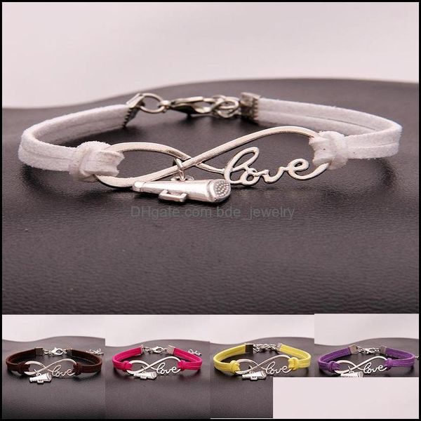 Bracelets de charme l￭der de j￳ias l￭der Horn Wish Wish Infinity Love Love Veet Bolle