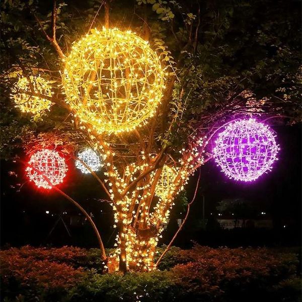 Stringhe Decorazione natalizia 20cm 30cm Lampada Takraw a Led Lampada da esterno impermeabile per appendere l'albero Fata per la casa Ghirlanda di nozze Decorazioni da giardinoLED