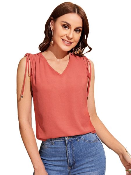 

drawstring knot side blouse x8uf#, White
