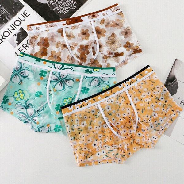 Mutande Intimo di seta da uomo Naso lungo Custodia per pene Boxer sexy Mutandine Pantaloncini gay Calsoncillos Para Bikini Hombre Mutandine da uomoU