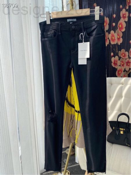 

women's jeans designer early autumn of the 21st century: high elastic perforated jeans, leggings, fashionable slim women's pants,, Blue