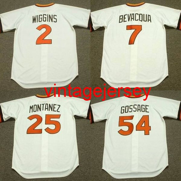 

men 2 alan wiggins 7 kurt bevacqua 25 willie montanez 54 rich gossage 1984 baseball jersey, Black