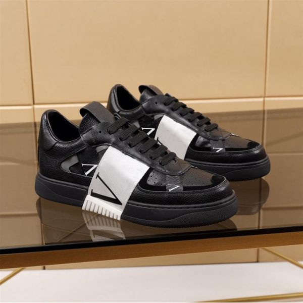 

new designer shoes sneakers men women couple sneaker punk low chaussures print splicing trendy genuine leather skateboard shoes 008, Black