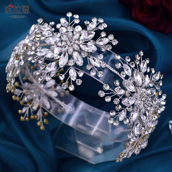

silver snow queen diamond tiara baroque crystal bridal headwear crown rhinestone with wedding jewelry hair accessories bridal crowns headpie
