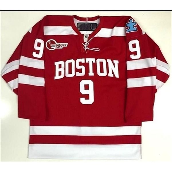 CeUf 40Uf tage nam Univrsity Hockey Jersey 9 JACK EICHEL BOSTON Stickerei genäht Passen Sie Trikots mit beliebiger Nummer und Namen an