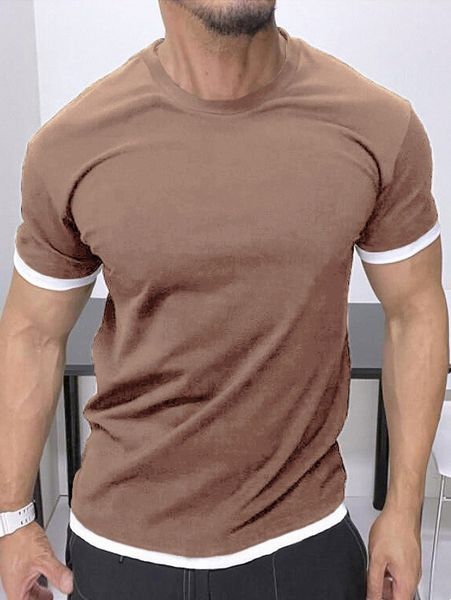 

men contrast trim tee k4am#, White;black