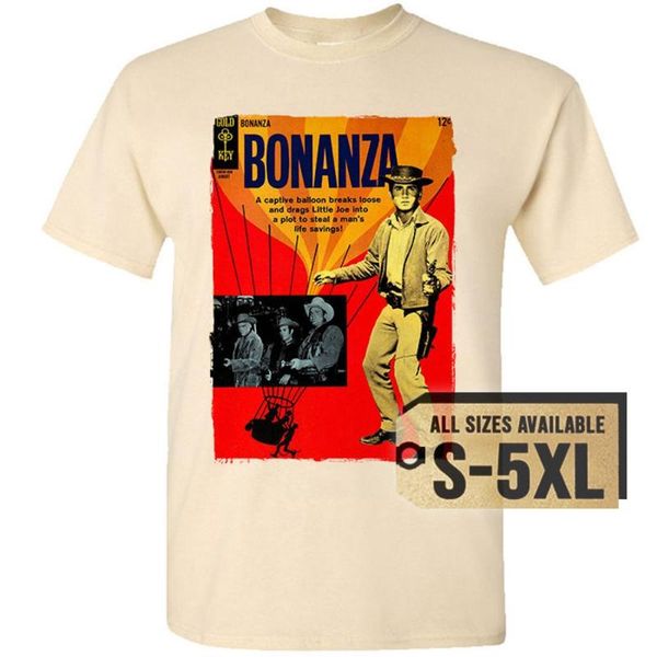 T-shirt da uomo Bonanza Western Television Series V15 Natural White Grey Vintage T-shirt da uomo Tutte le taglie S-5XL FilmMen's