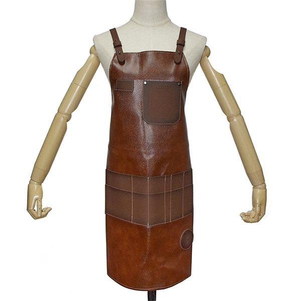 

Barber Woman Hairdressing Cloth Apron Anti-static Salon Hairstylist Pinafore Salesperson Professional Leather Smock Bib 220621