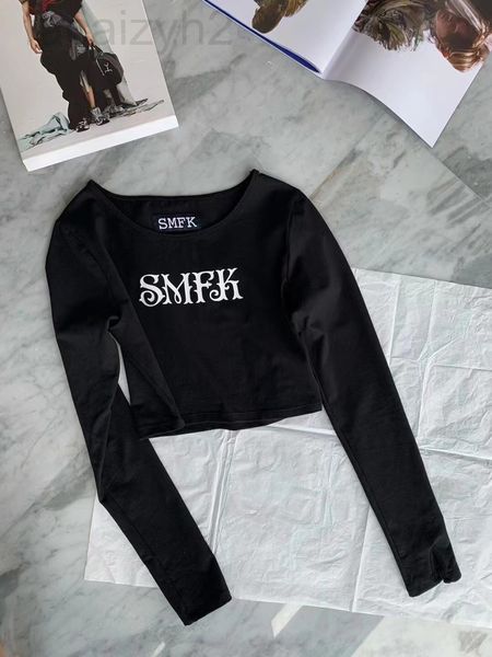 

women's t-shirt designer chaopai 22 early spring new letter back cross spice girl street trendsetter short long sleeve t-shirt 6cl1, White