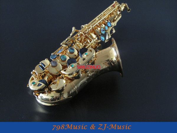 

new professional bb soprano curved saxophone high f# gold pl ated