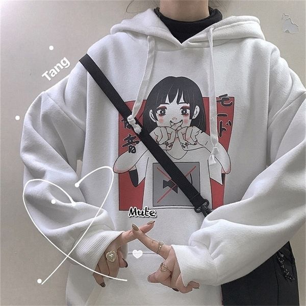 

fashion sweatshirt hoodie for women clothing korean ulzzang harajuku streetwear long sleeve hooded sweatshirts female 201210, Black