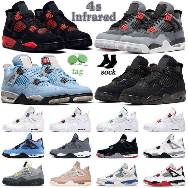 

2022 jordam 4 jordam 4s jumpman basketball shoes for men women infrared fire red thunder black cat bred motosports university blue mens trai