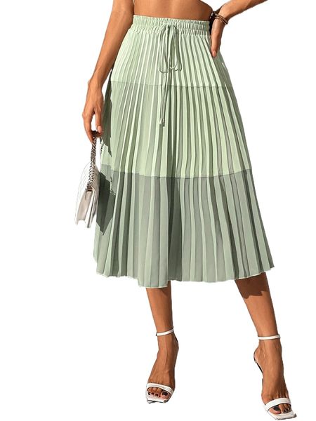 

ombre print pleated skirt s4ru#, Black