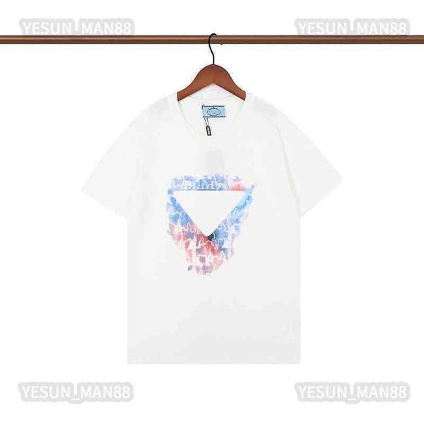 

designer luxury spring summer prad classic colorful printed t shirt fashion mens and womens couple loose round collar tee, White;black