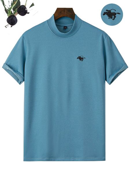 

men figure embroidery mock neck tee 50xd#, White;black