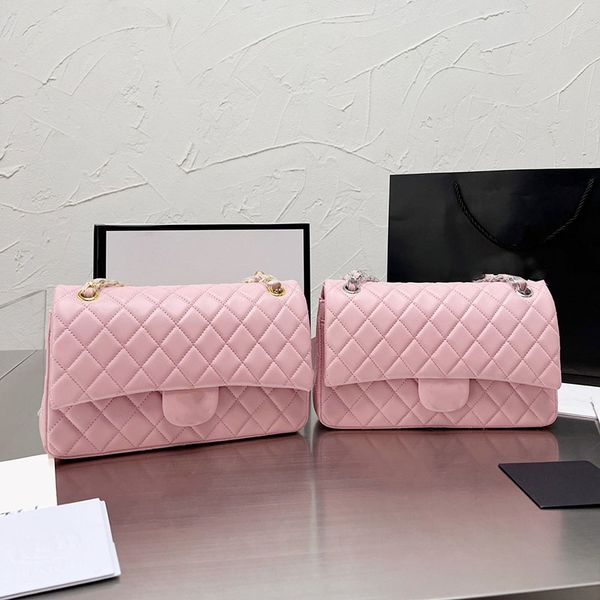 

luxury designer womens w classical flap rectangle lambskin bags gold/silver metal hardware crossbody shoulder purse genuine leather daily me