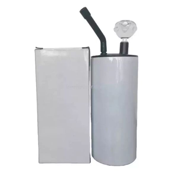 

22oz sublimation fatty cup with smoking lid sub hookah tumbler blank white stainless steel straight coffee cup insulated vacuum water bottle