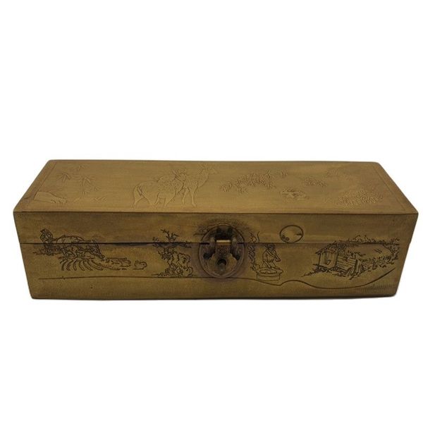 

chinese old antiques bronze deer jewelry box, Black