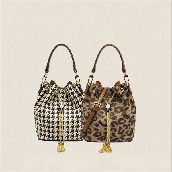 

bags bag women 2022 new design leopard drawstring bucket mini sling one shoulder messenger women's bag purse