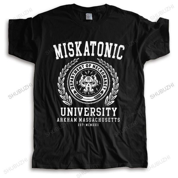 

cthulu and lovecraft miskatonic university t shirt men cotton call of cthulhu necronomicon tee short sleeve fashion tshirt 220616, White;black