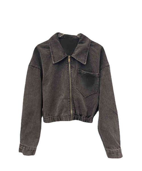 

women's jackets p family 22 autumn new fashion classic triangle label wash water, Black;brown