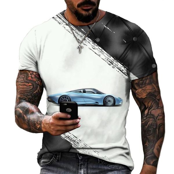 T-shirt da uomo Serie Supercar Auto sportiva T-shirt stampata in 3D Moda di strada Tendenza Top Comodo abbigliamento casual Lycra Poliestere Estate