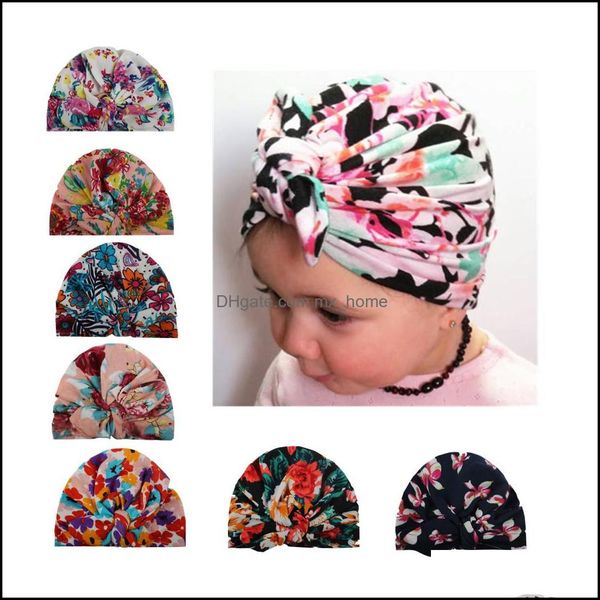 Cappelli per bambini Stampa floreale Cappellini per orecchie da coniglio Orecchie Er Cappello Europa Stile Turbante Nodo Copricapo Neonato Bambini India Beanie Kbh84 Drop Delivery 2021 Ac