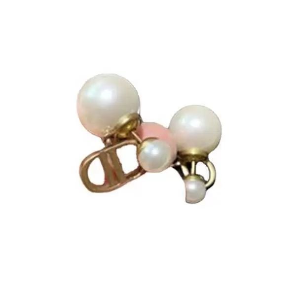 

luxury designer fashion classic letter double sided pearl back earrings net red brass ladies birthday wedding gift couple earring with box, White