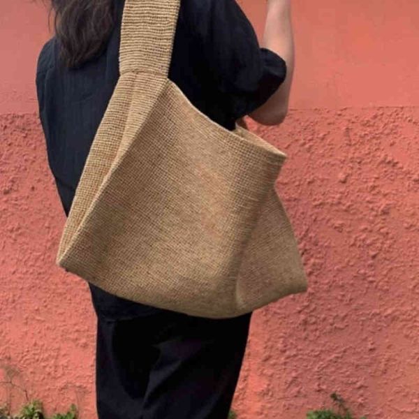 

female archivepke simple fashion one shoulder lafite straw bag 220614