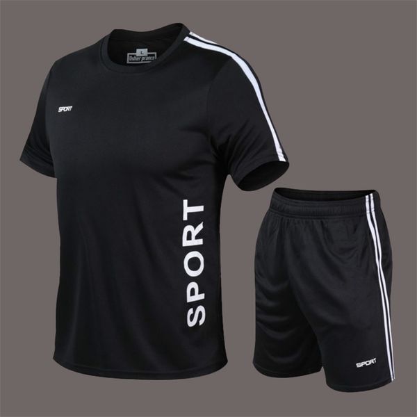 

summer suit men set new men outfit ropa de hombr fashion fitness suit tracksuit men sweat suit jogger set pants jogger suits lj201124, Gray