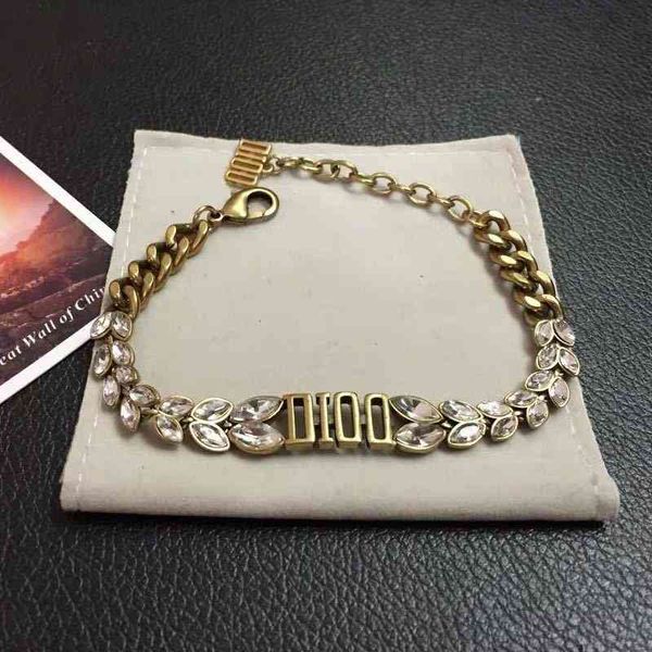 

new d family wheat ear female old letter 2022 luxury brand fashion design versatile ladies bracelet, Black