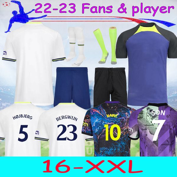 

21 22 23 son kane soccer jersey dele ndombele hojbjerg bergwijn lo celso spurs 2022 tottenham lucas player fans football shirts uniforms men, Black