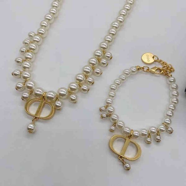 

2022 factory wholesale new di home pearl pendant necklace simple light luxury women's net red bracelet jewelry, Silver