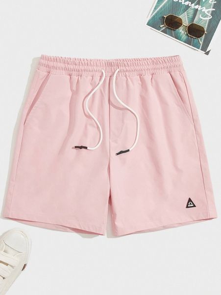 

men letter patched drawstring shorts w2me#, White;black