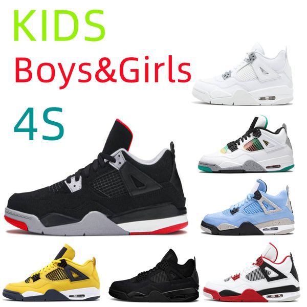 

2022 new designer 4s children sneaker basketball shoes university blue black cat grey cement hyper royal boys girls gradeschool outdoor trai