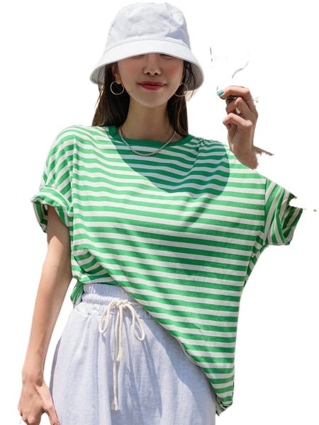 

dazy striped drop shoulder tee 59h2#, White